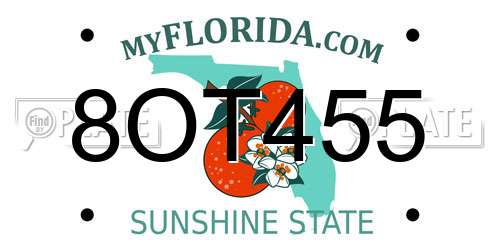 8OT455 Florida License Plate