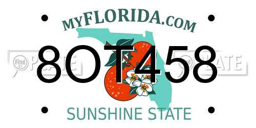8OT458 Florida License Plate