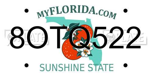 8OTQ522 Florida License Plate