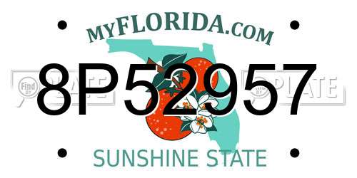 8P52957 Florida License Plate