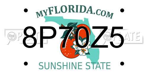 8P70Z5 Florida License Plate
