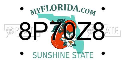 8P70Z8 Florida License Plate