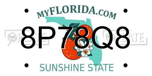8P78Q8 Florida License Plate
