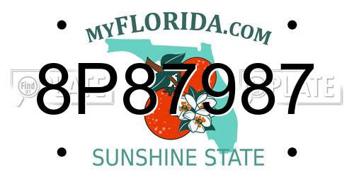 8P87987 Florida License Plate