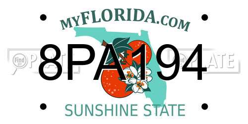 8PA194 Florida License Plate