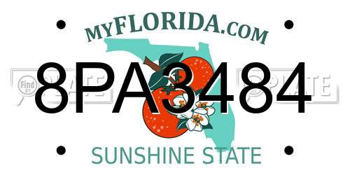8PA3484 Florida License Plate