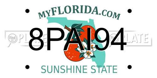 8PAI94 Florida License Plate