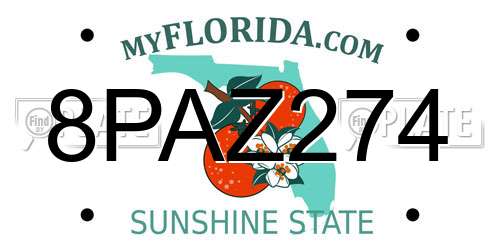 8PAZ274 Florida License Plate