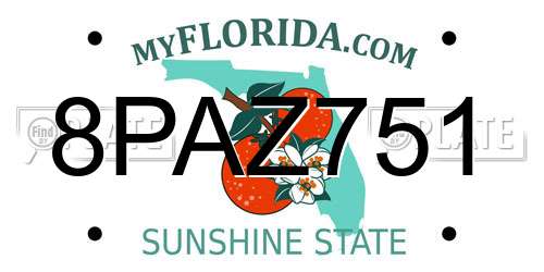 8PAZ751 Florida License Plate