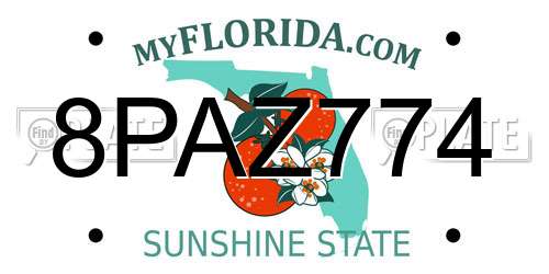 8PAZ774 Florida License Plate