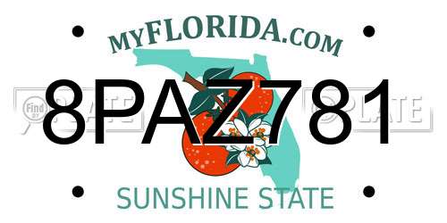 8PAZ781 Florida License Plate