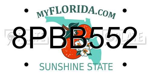 8PBB552 Florida License Plate