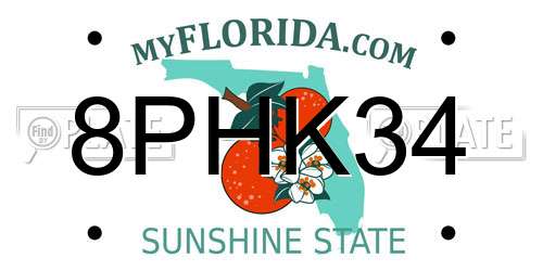 8PHK34 Florida License Plate
