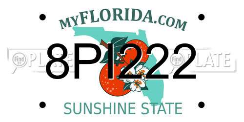 8PI222 Florida License Plate
