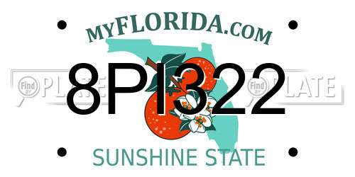 8PI322 Florida License Plate