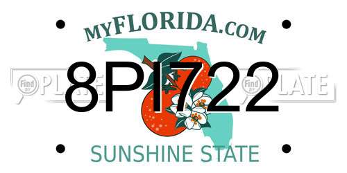 8PI722 Florida License Plate