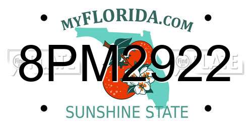 8PM2922 Florida License Plate