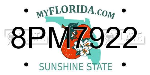 8PM7922 Florida License Plate