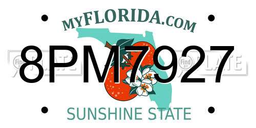 8PM7927 Florida License Plate