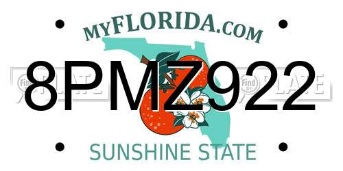8PMZ922 Florida License Plate