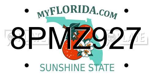 8PMZ927 Florida License Plate