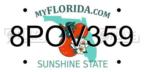 8POV359 Florida License Plate