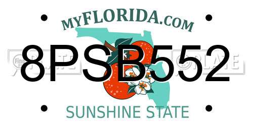 8PSB552 Florida License Plate