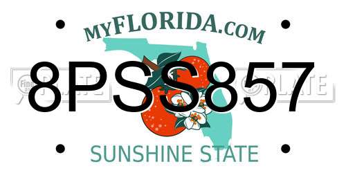 8PSS857 Florida License Plate