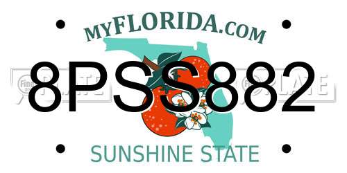 8PSS882 Florida License Plate