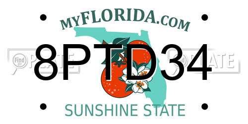 8PTD34 Florida License Plate
