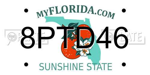 8PTD46 Florida License Plate
