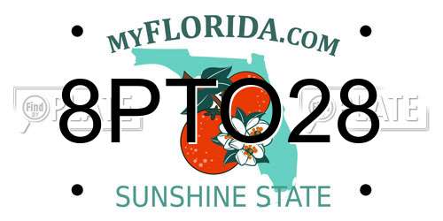 8PTO28 Florida License Plate