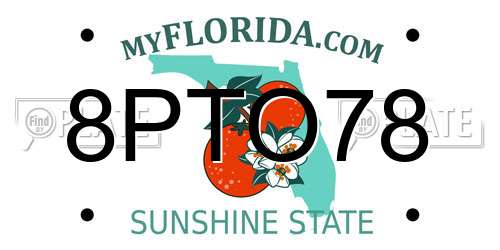 8PTO78 Florida License Plate