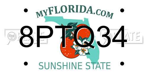 8PTQ34 Florida License Plate