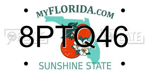 8PTQ46 Florida License Plate