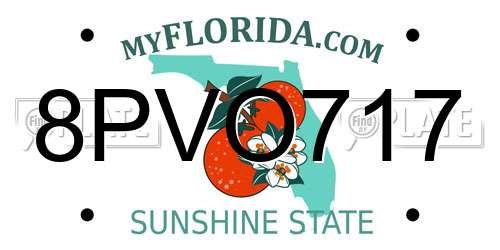 8PVO717 Florida License Plate