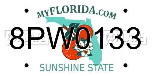 8PW0133 Florida License Plate