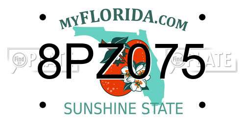 8PZ075 Florida License Plate