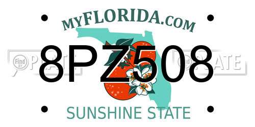 8PZ508 Florida License Plate