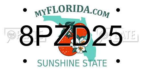 8PZD25 Florida License Plate