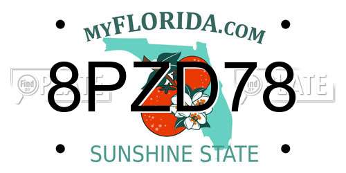 8PZD78 Florida License Plate