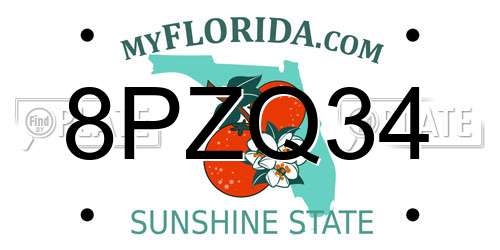 8PZQ34 Florida License Plate