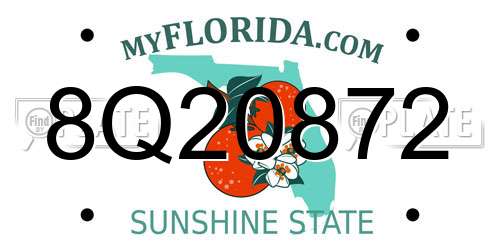 8Q20872 Florida License Plate