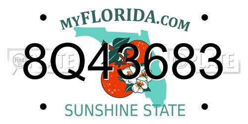 8Q43683 Florida License Plate