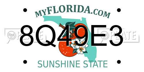 8Q49E3 Florida License Plate