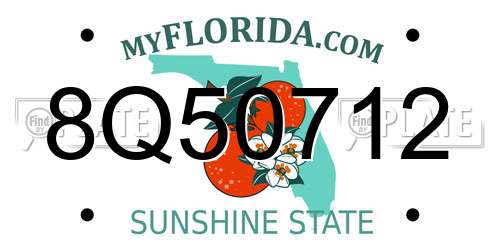 8Q50712 Florida License Plate