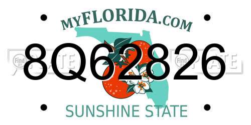 8Q62826 Florida License Plate