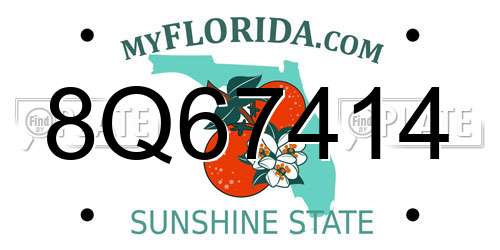8Q67414 Florida License Plate