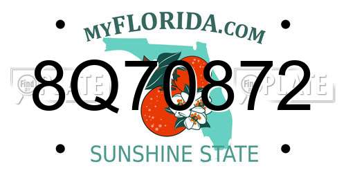 8Q70872 Florida License Plate