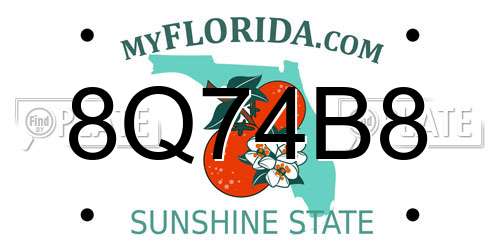 8Q74B8 Florida License Plate